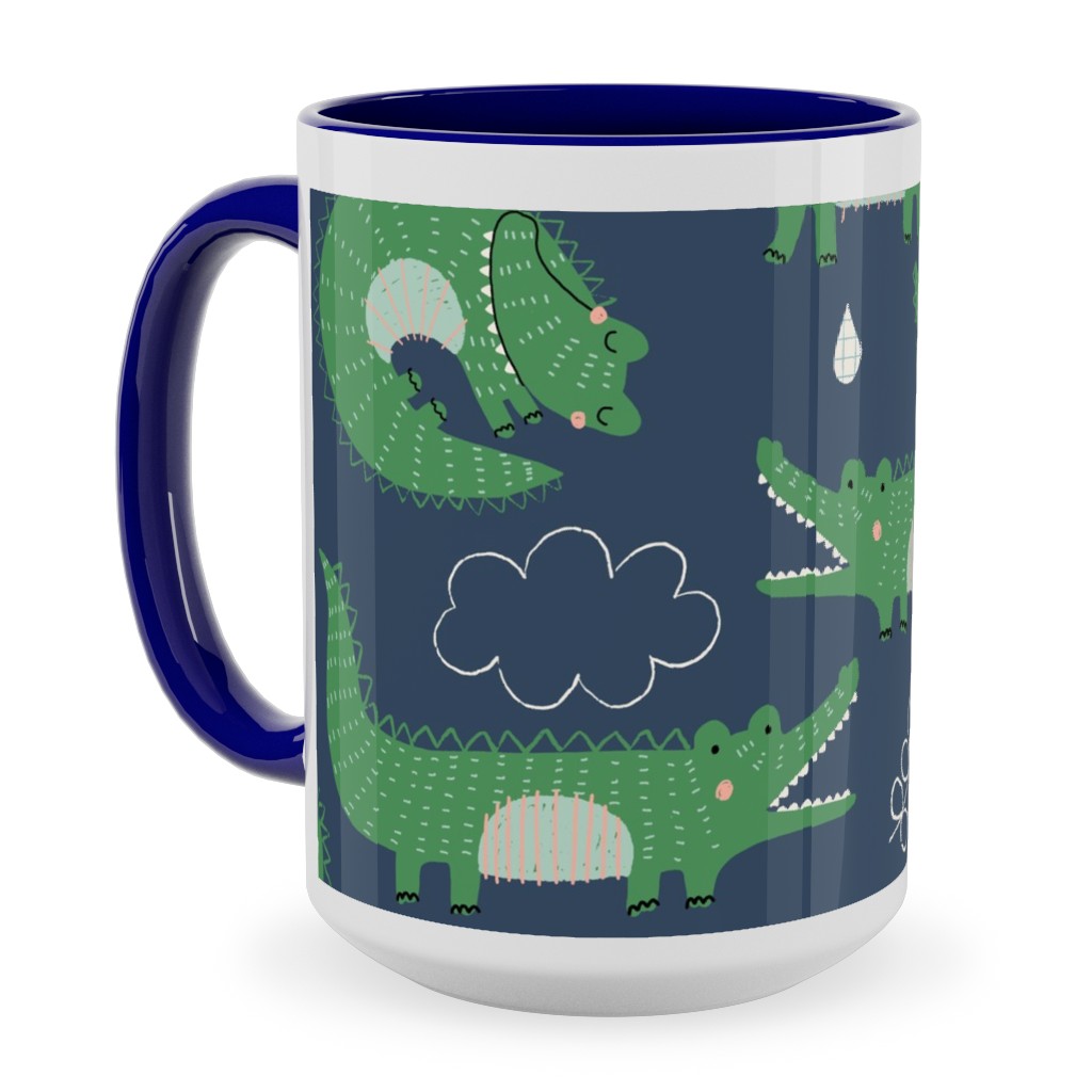 Cute Alligators - Green Ceramic Mug, Blue, , 15oz, Green, Classic Green