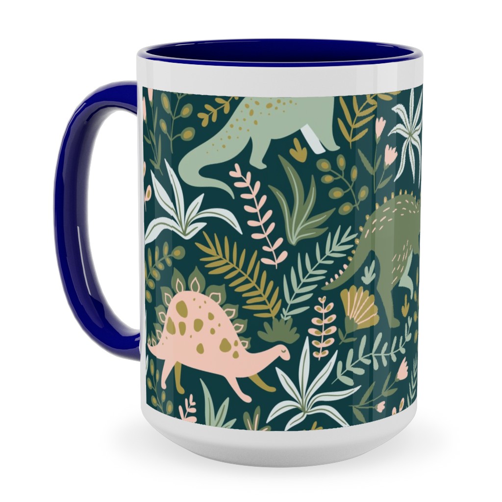 Dino - Green Ceramic Mug, Blue, , 15oz, Green, Classic Green