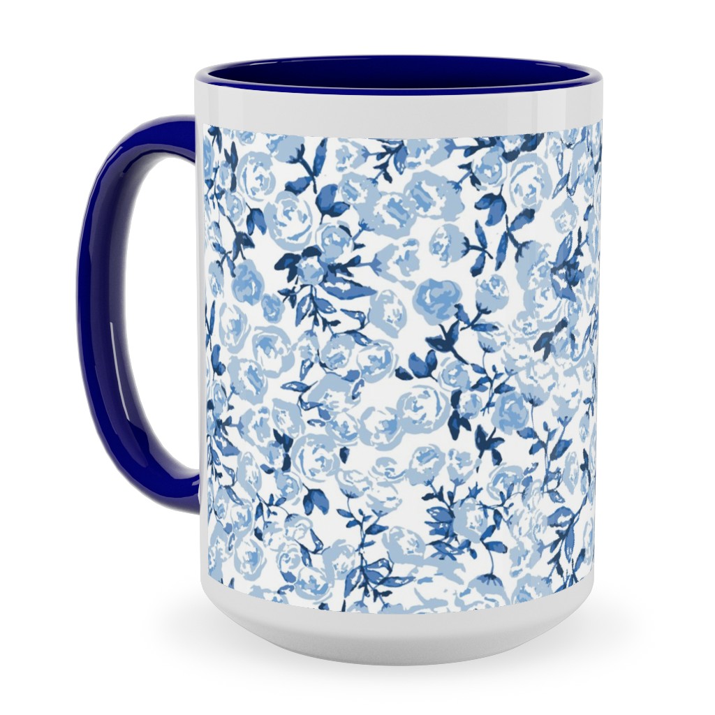 a Thousand Roses - Blue Ceramic Mug, Blue, , 15oz, Blue, True Blue