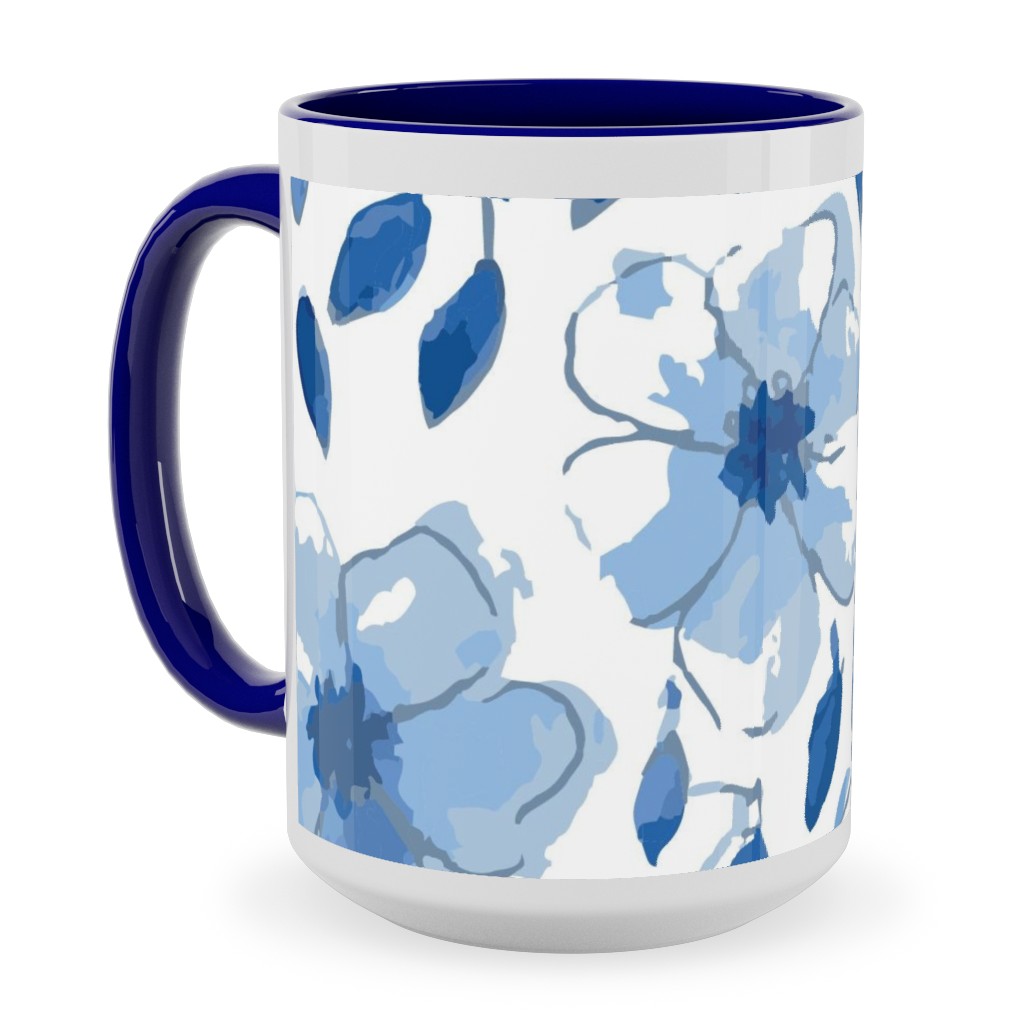 the Flow of the Garden - Blue Ceramic Mug, Blue, , 15oz, Blue, True Blue