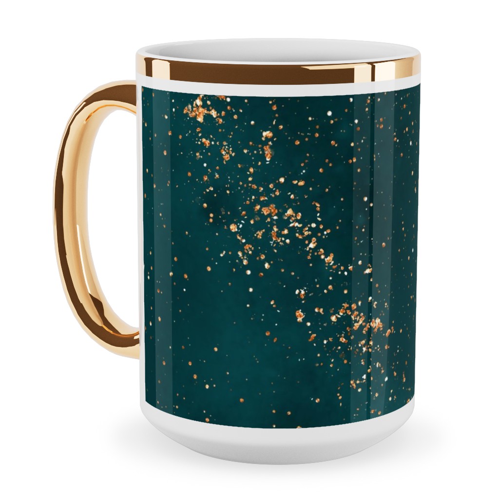 Stardust - Green Ceramic Mug, Gold Handle, , 15oz, Green, Classic Green