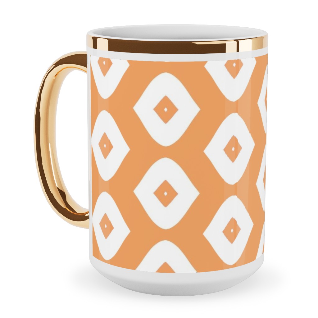 Diamond Girl - Orange Ceramic Mug, Gold Handle,  , 15oz, Orange