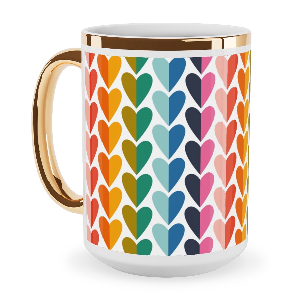Rainbow of Love - Multi Ceramic Mug, Gold Handle, , 15oz, Multicolor