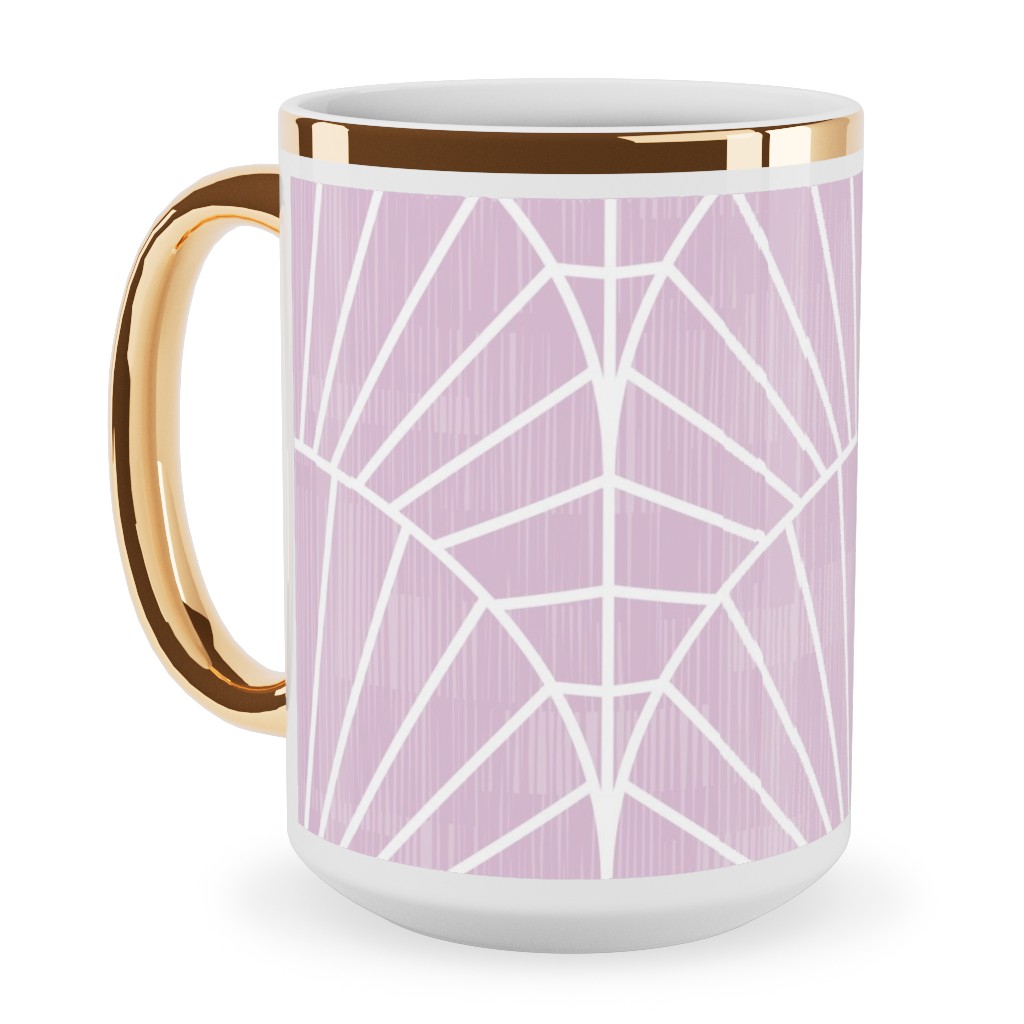 Art Deco Fields - Lavender Ceramic Mug, Gold Handle,  , 15oz, Purple