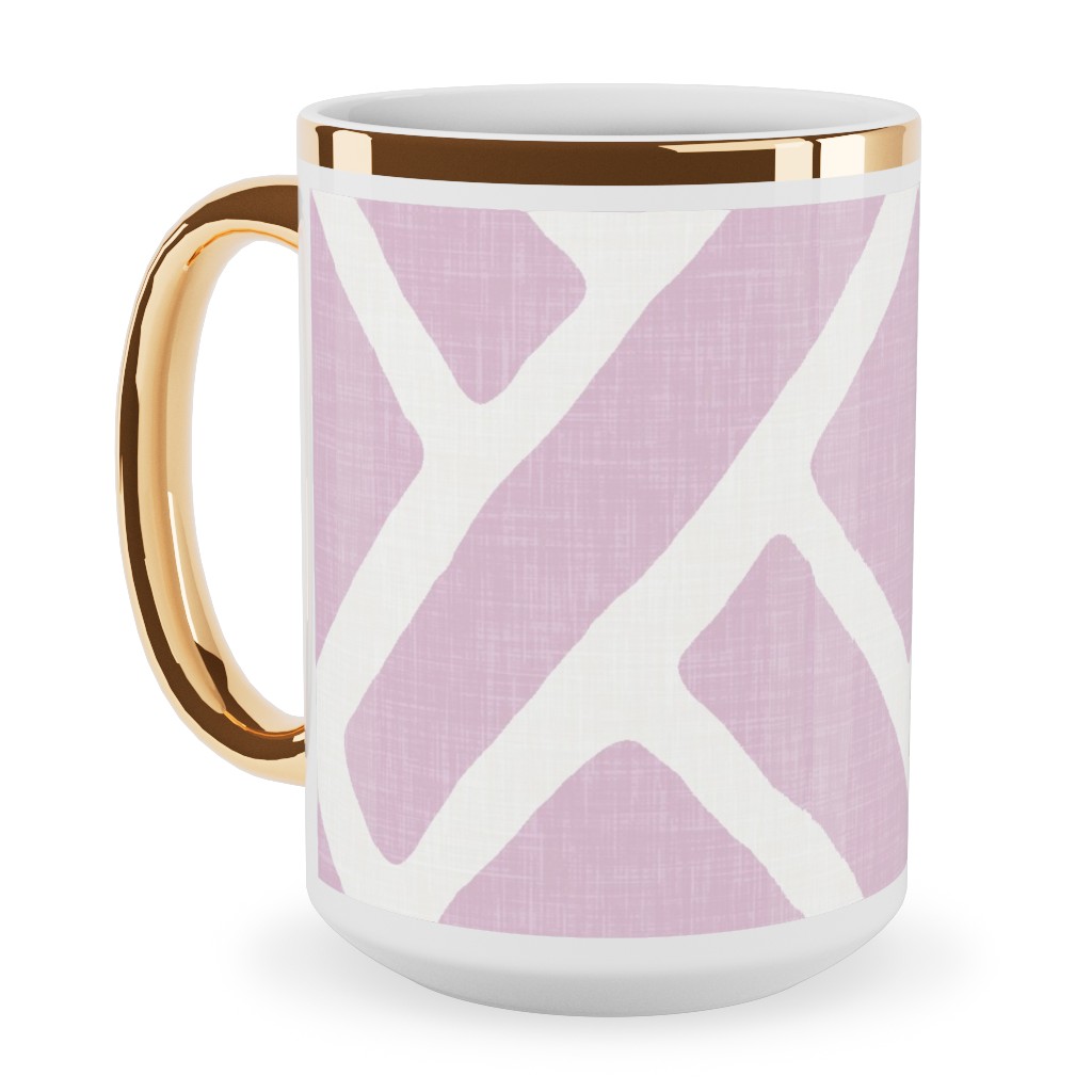 Savannah Trellis Ceramic Mug, Gold Handle,  , 15oz, Purple