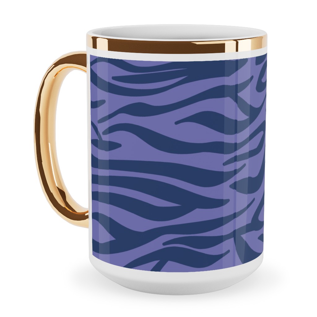 Zebra Animal Print - Purple Ceramic Mug, Gold Handle,  , 15oz, Purple