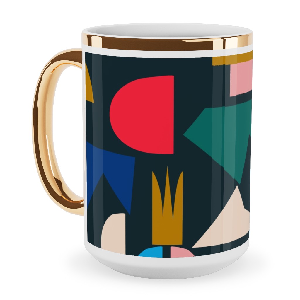 Shape of Things - Multi Ceramic Mug, Gold Handle, , 15oz, Multicolor