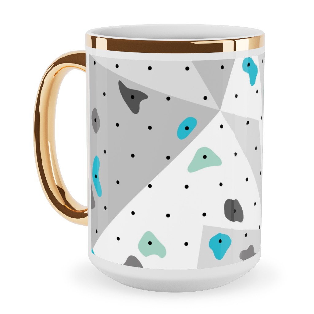 Climbing Lovers Bouldering Ceramic Mug, Gold Handle, , 15oz, White, Fog