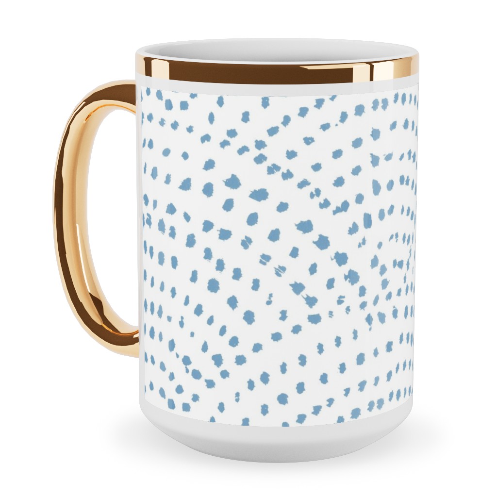Ink Dot Scales Ceramic Mug, Gold Handle, , 15oz, Blue, Air