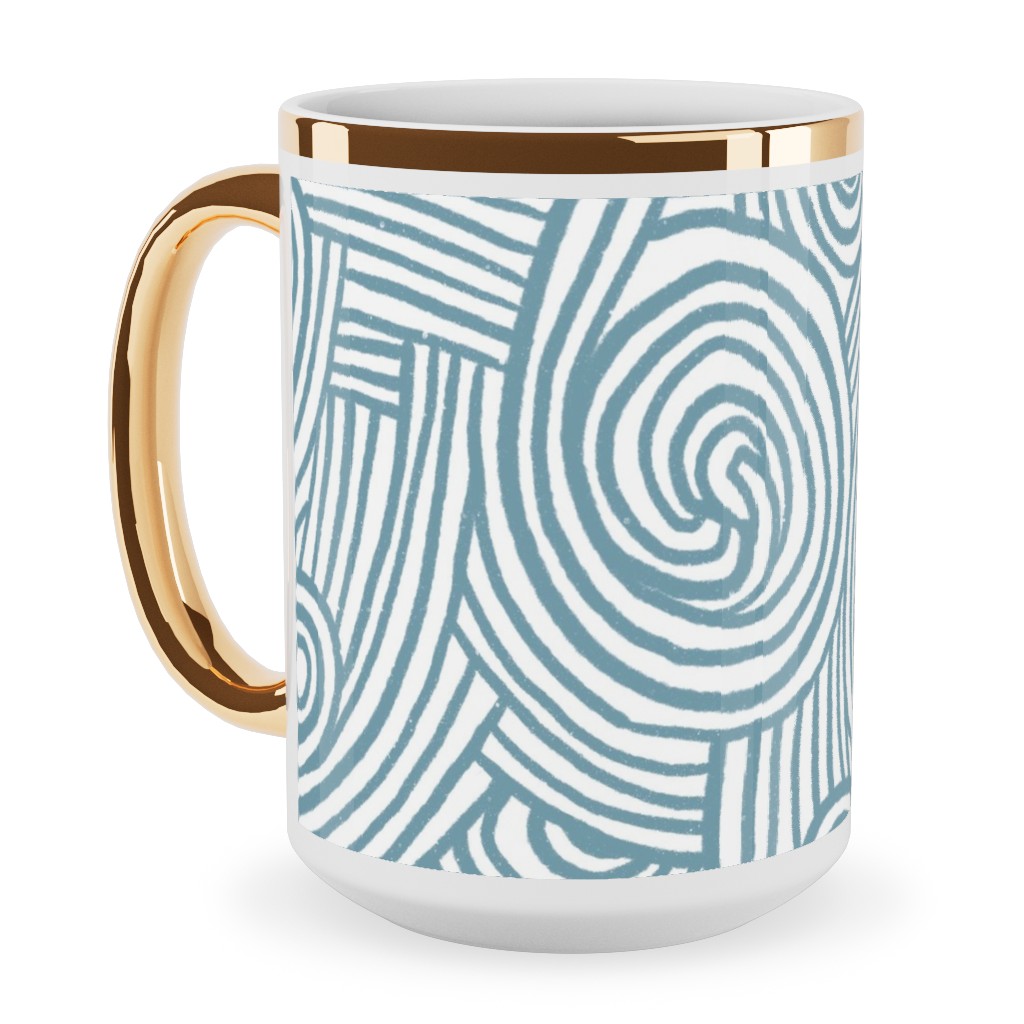 Kahuna Ceramic Mug, Gold Handle,  , 15oz, Blue