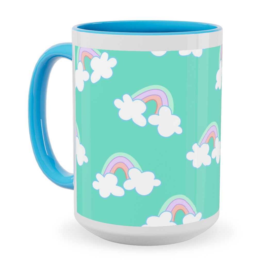 Nicola Unicorn Rainbows Ceramic Mug, Light Blue, , 15oz, Green, Boardwalk
