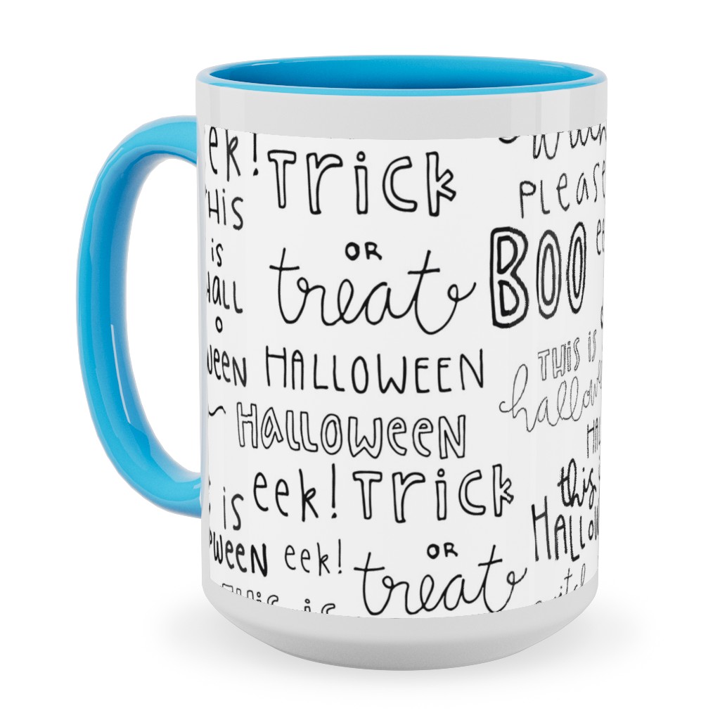 Halloween Words - White Ceramic Mug, Light Blue, , 15oz, White, White