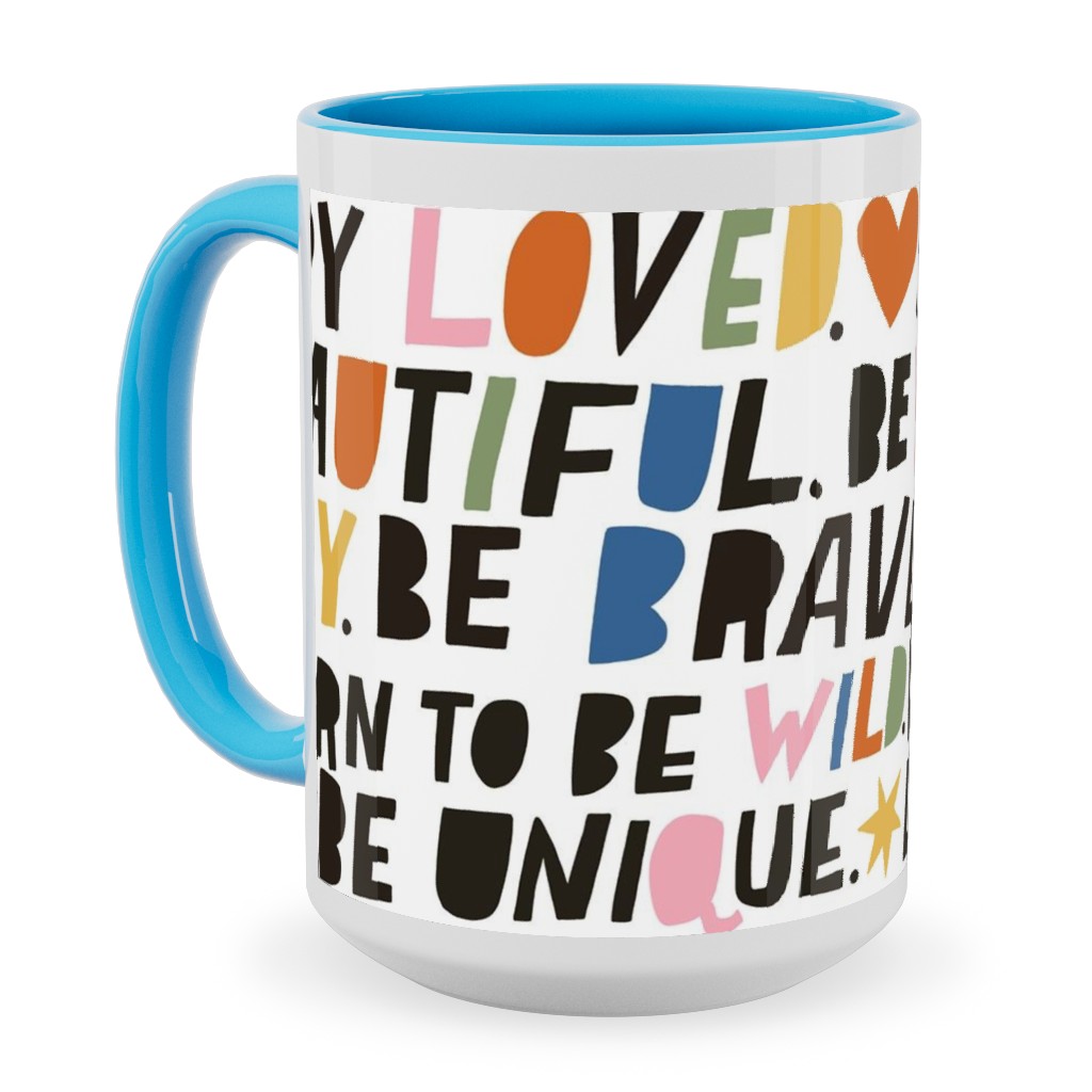 Sweet Words - Multi Ceramic Mug, Light Blue,  , 15oz, Multicolor