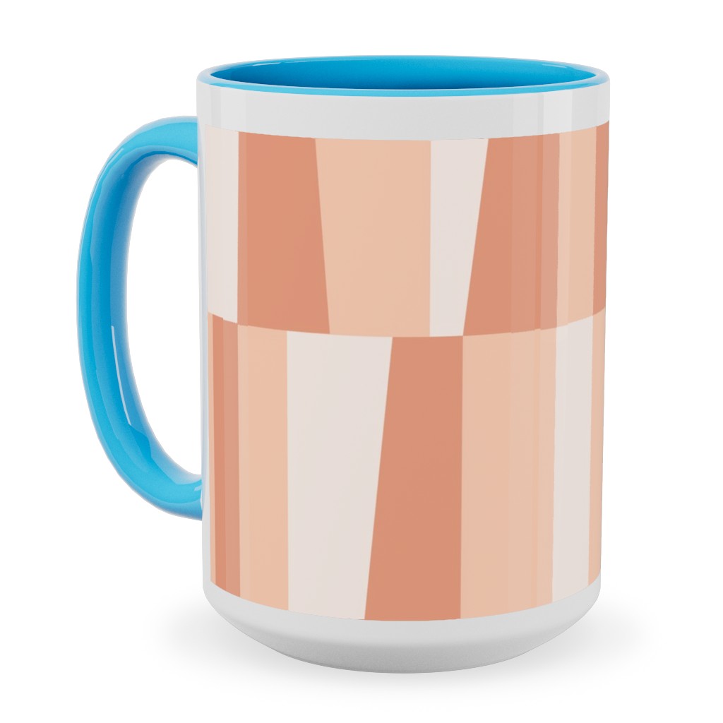 Collage Tiles - Orange Ceramic Mug, Light Blue,  , 15oz, Orange