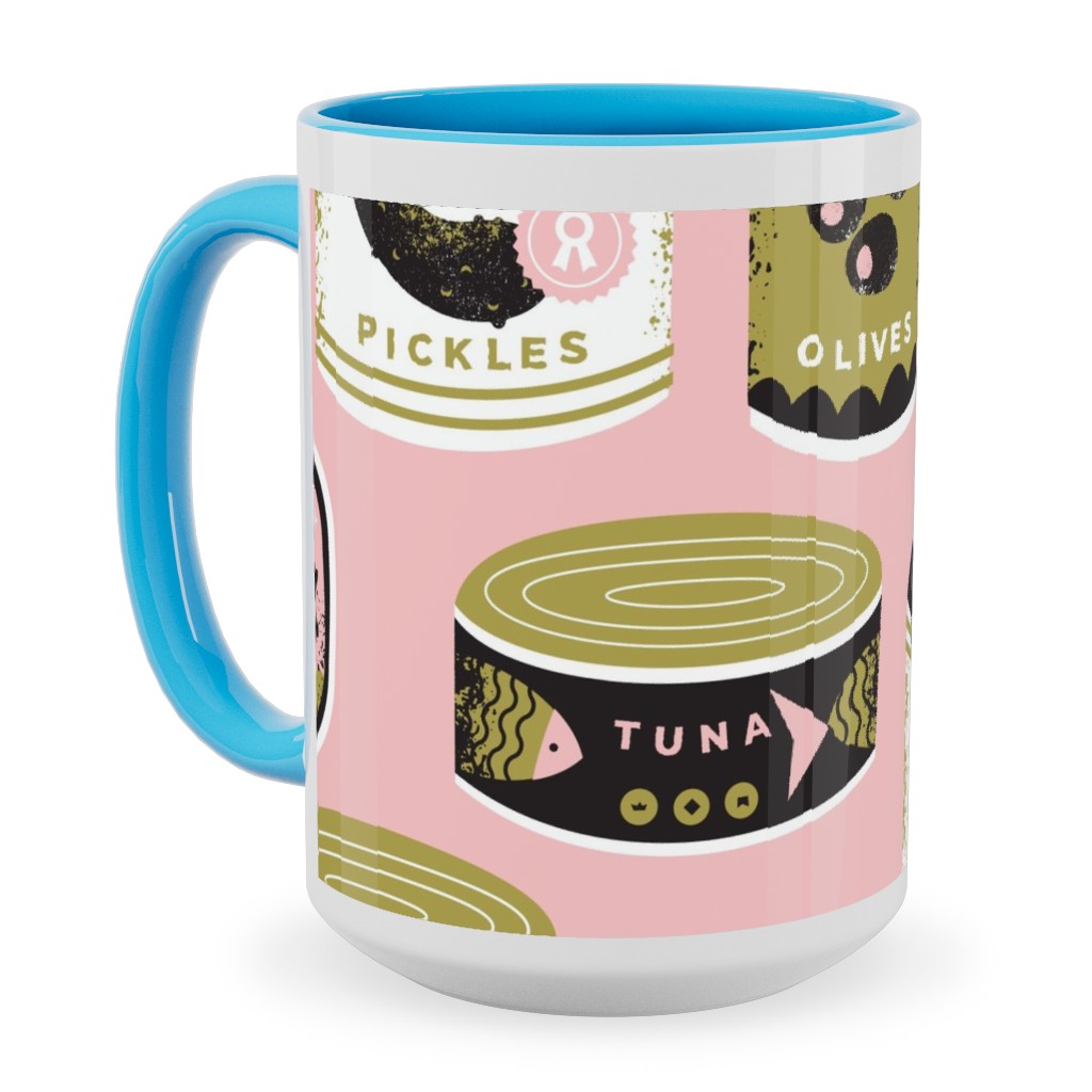Canned Goods Ceramic Mug, Light Blue, , 15oz, Pink, Priscilla