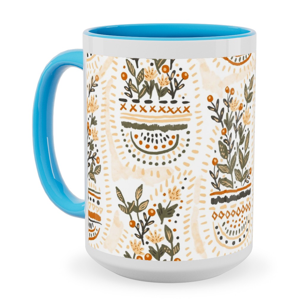 the Gardener's Pocket - Earthy Ceramic Mug, Light Blue, , 15oz, Beige, Pearl