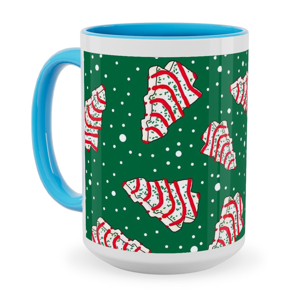 Christmas Tree Snack - Green Ceramic Mug, Light Blue,  , 15oz, Green