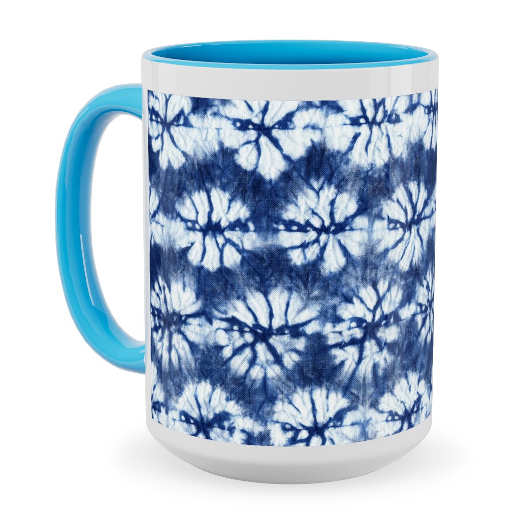 Shibori Pine - Blue Ceramic Mug, Light Blue, , 15oz, Blue, True Blue