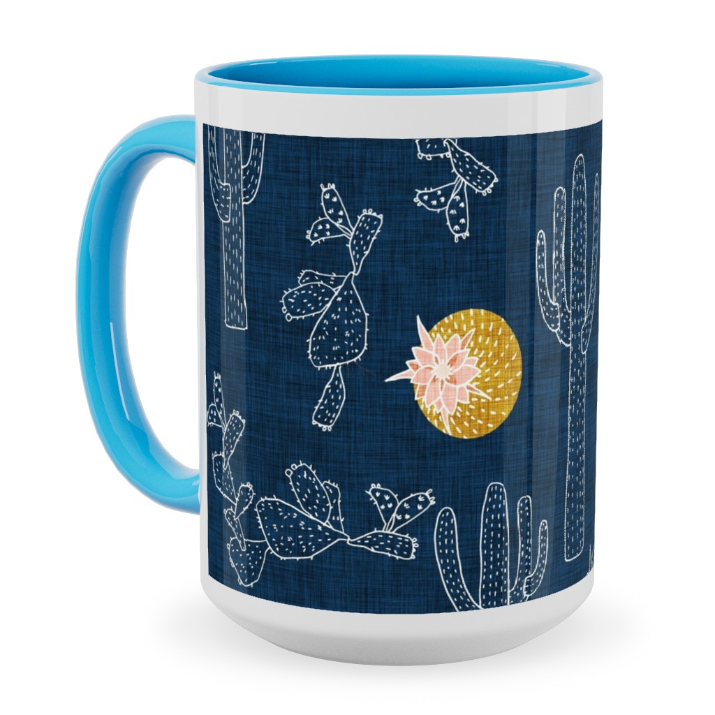 Cactus - Indigo Ceramic Mug, Light Blue, , 15oz, Blue, True Blue