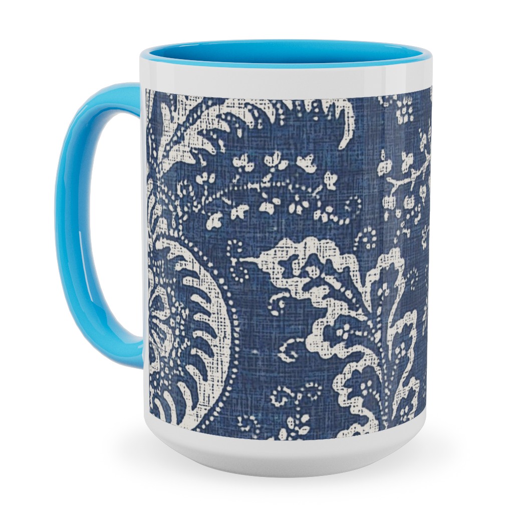 Antibes Batik - Blue Ceramic Mug, Light Blue,  , 15oz, Blue