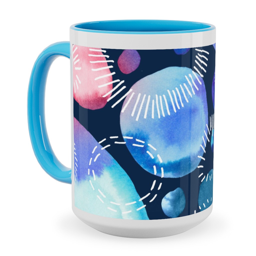 Watercolor Universe - Pink and Blue Ceramic Mug, Light Blue,  , 15oz, Multicolor