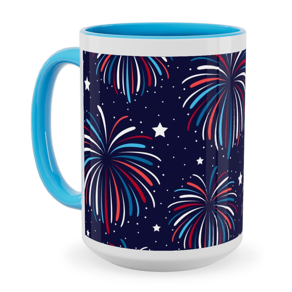 Star Spangled Night Ceramic Mug, Light Blue,  , 15oz, Blue
