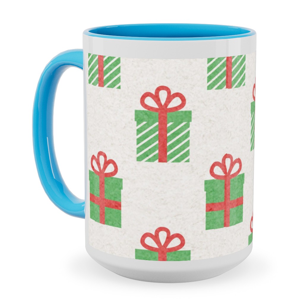 Christmas Presents Ceramic Mug, Light Blue,  , 15oz, Multicolor