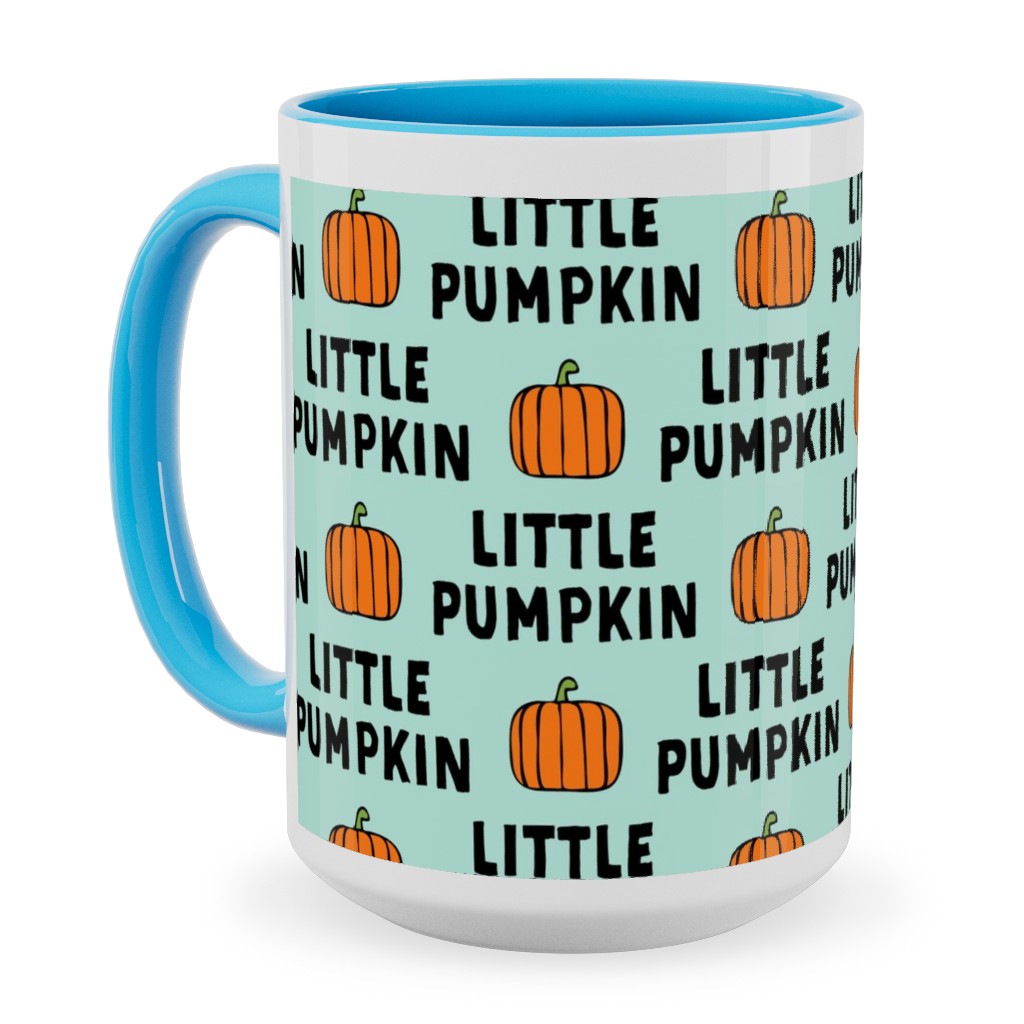 Little Pumpkin - Halloween - Aqua Ceramic Mug, Light Blue, , 15oz, Green, Classic Green