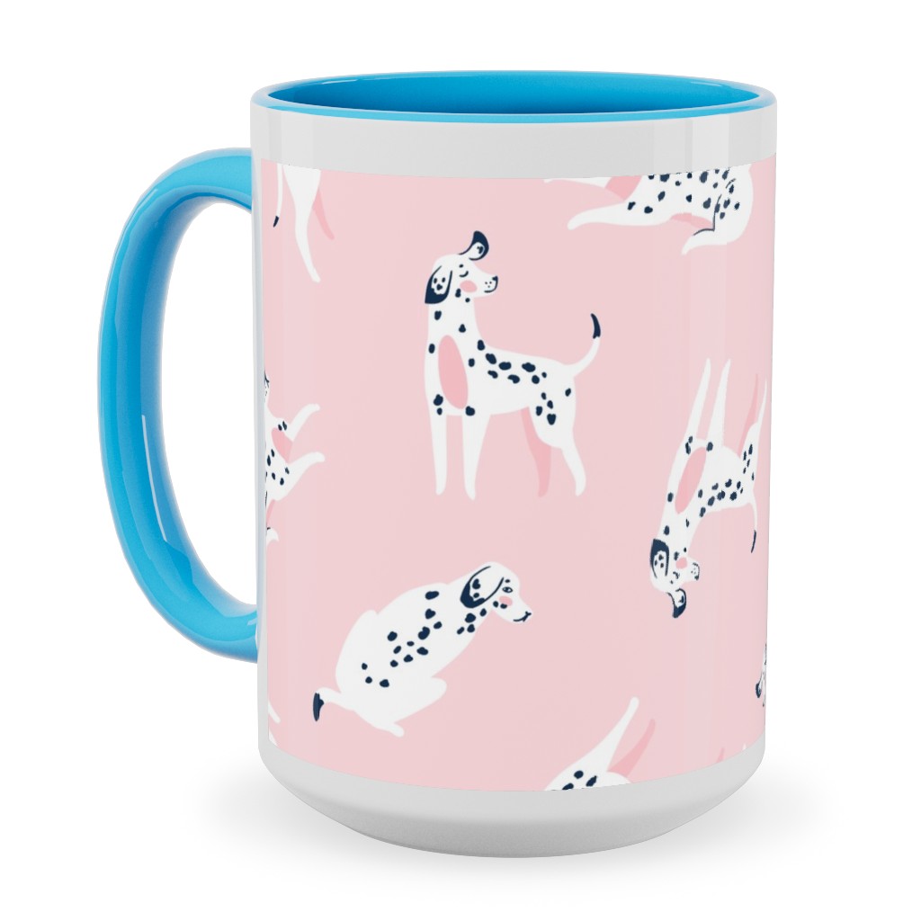 Funny Dalmatian - Pink Ceramic Mug, Light Blue,  , 15oz, Pink