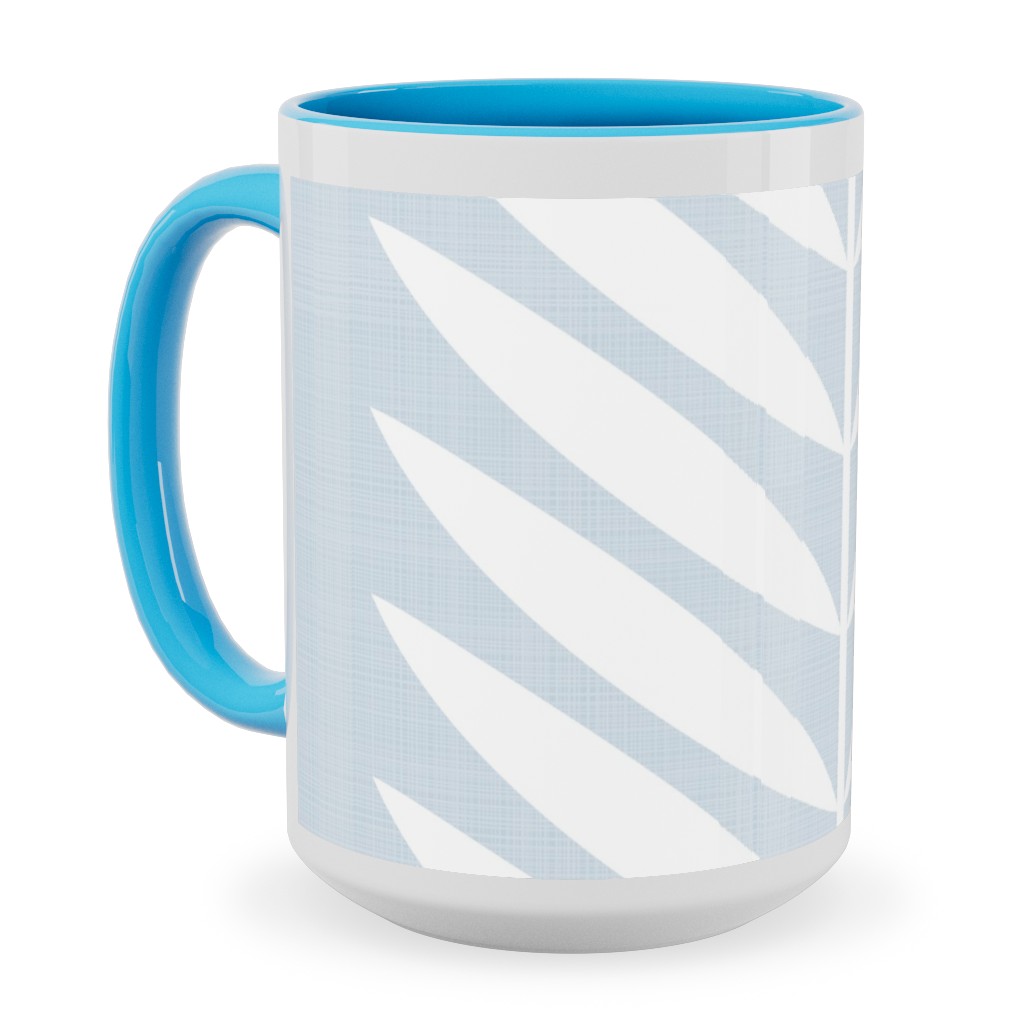 Laurel Leaf Stripe - Light Blue Ceramic Mug, Light Blue,  , 15oz, Blue