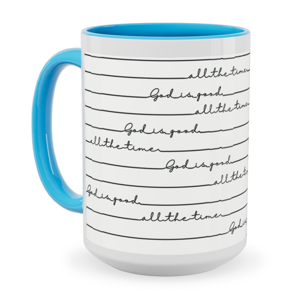 God Is Good - Black and White Ceramic Mug, Light Blue, , 15oz, White, White