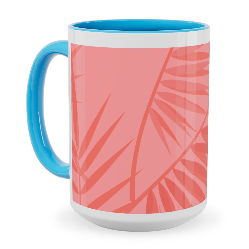 Tropical - Coral Ceramic Mug, Light Blue,  , 15oz, Pink