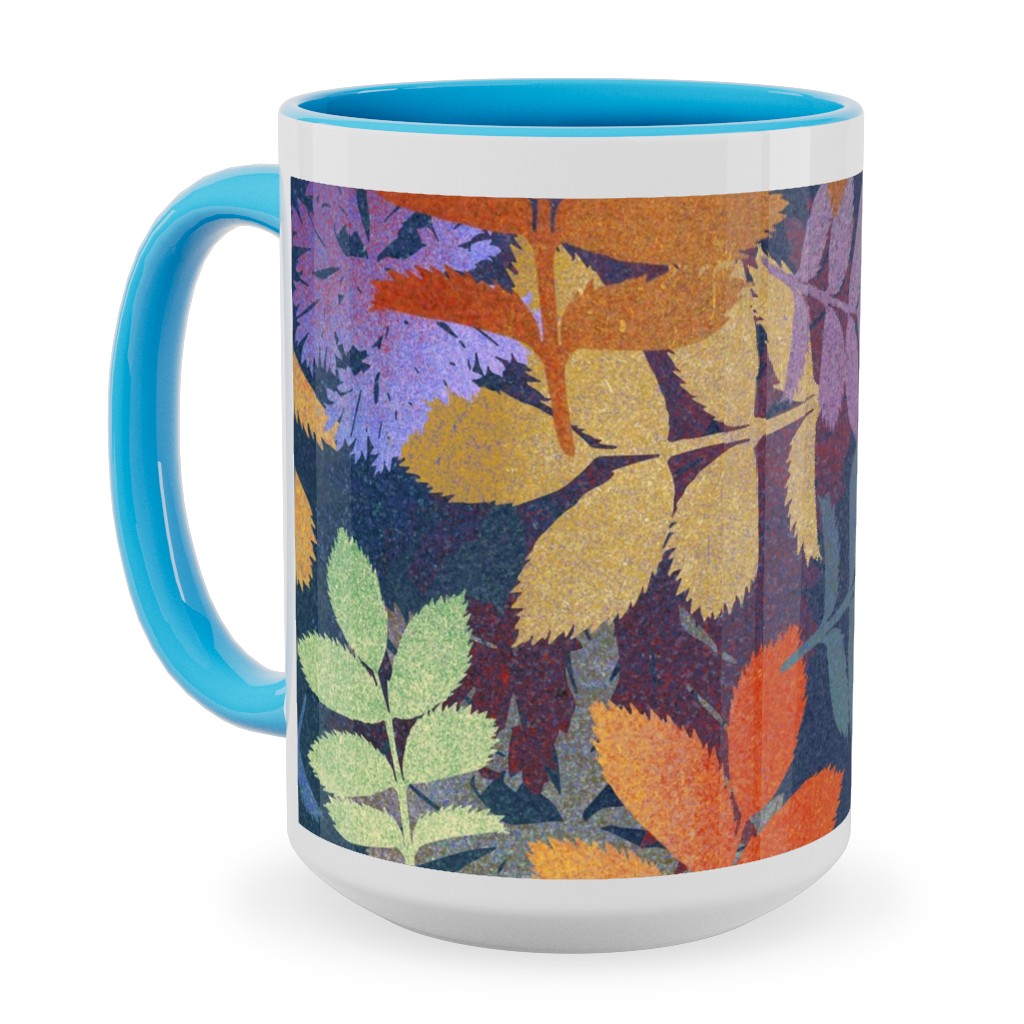 Leaves Falling - Multi Ceramic Mug, Light Blue, , 15oz, Multicolor