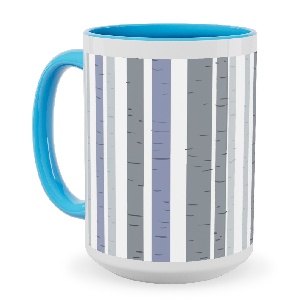Wooded Aspens - Gray Ceramic Mug, Light Blue, , 15oz, Gray, Gray