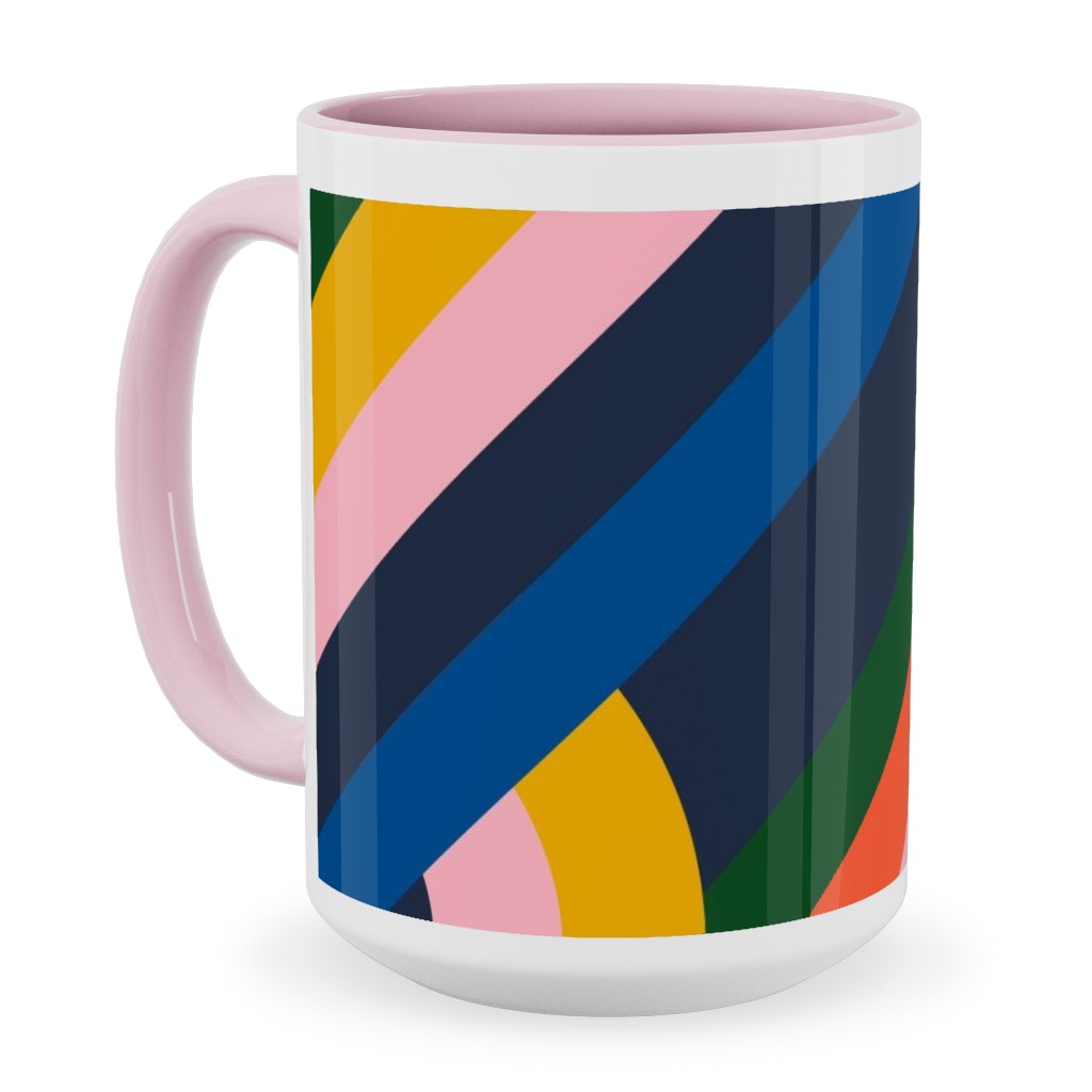 Modernist Loop - Multi Ceramic Mug, Pink, , 15oz, Multicolor