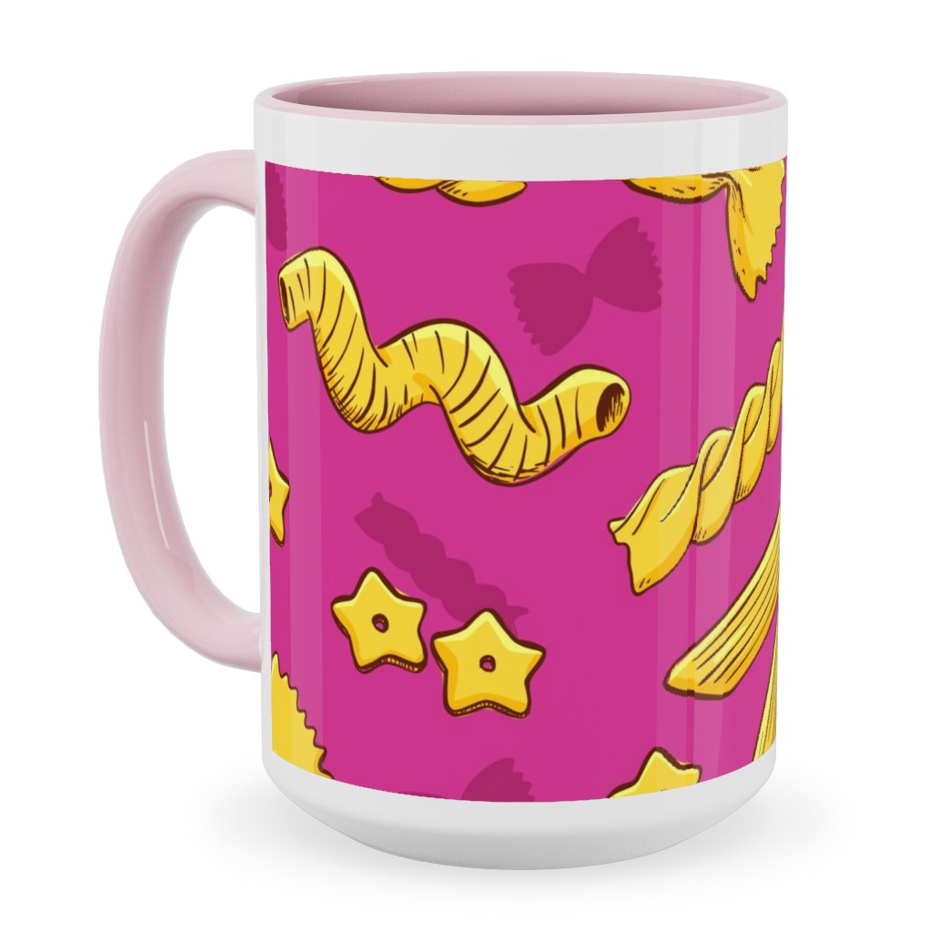Pasta Ceramic Mug, Pink,  , 15oz, Pink