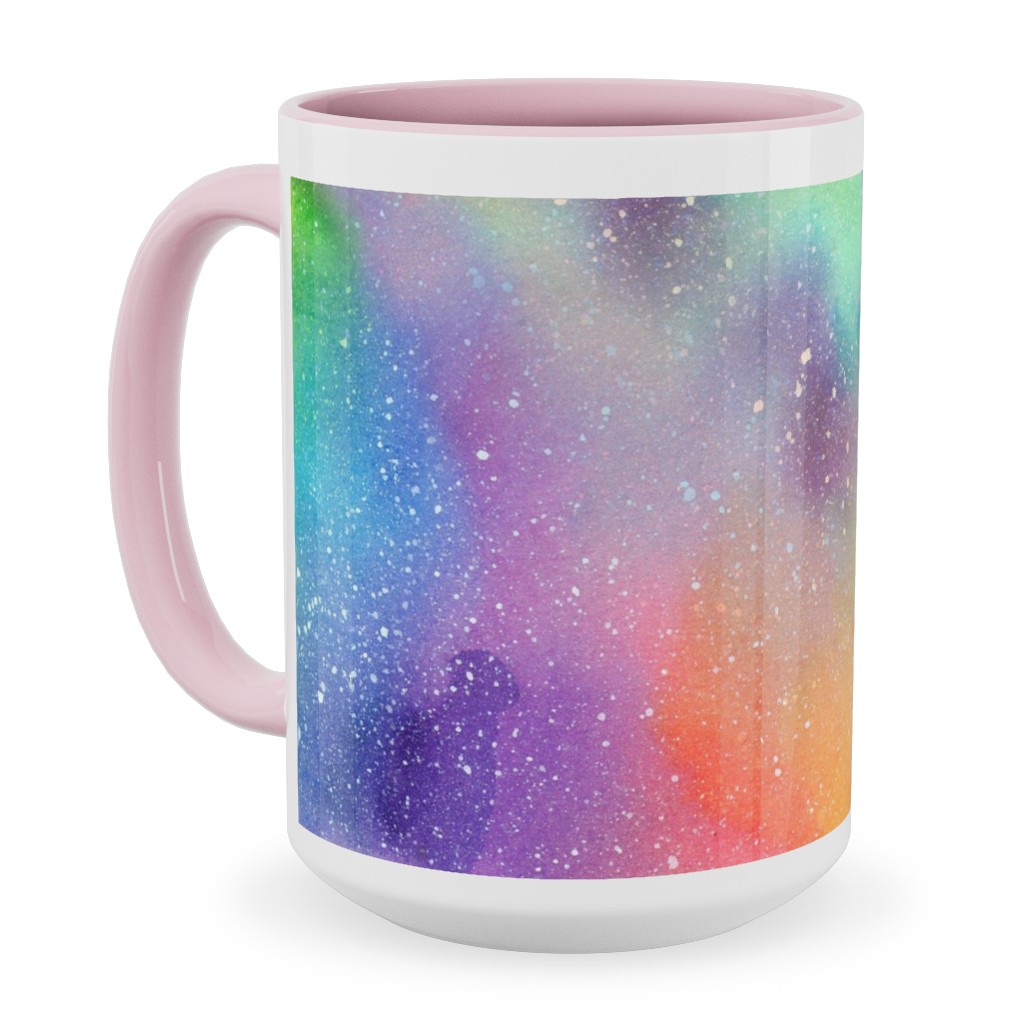 Watercolor Rainbow - Multi Ceramic Mug, Pink,  , 15oz, Multicolor