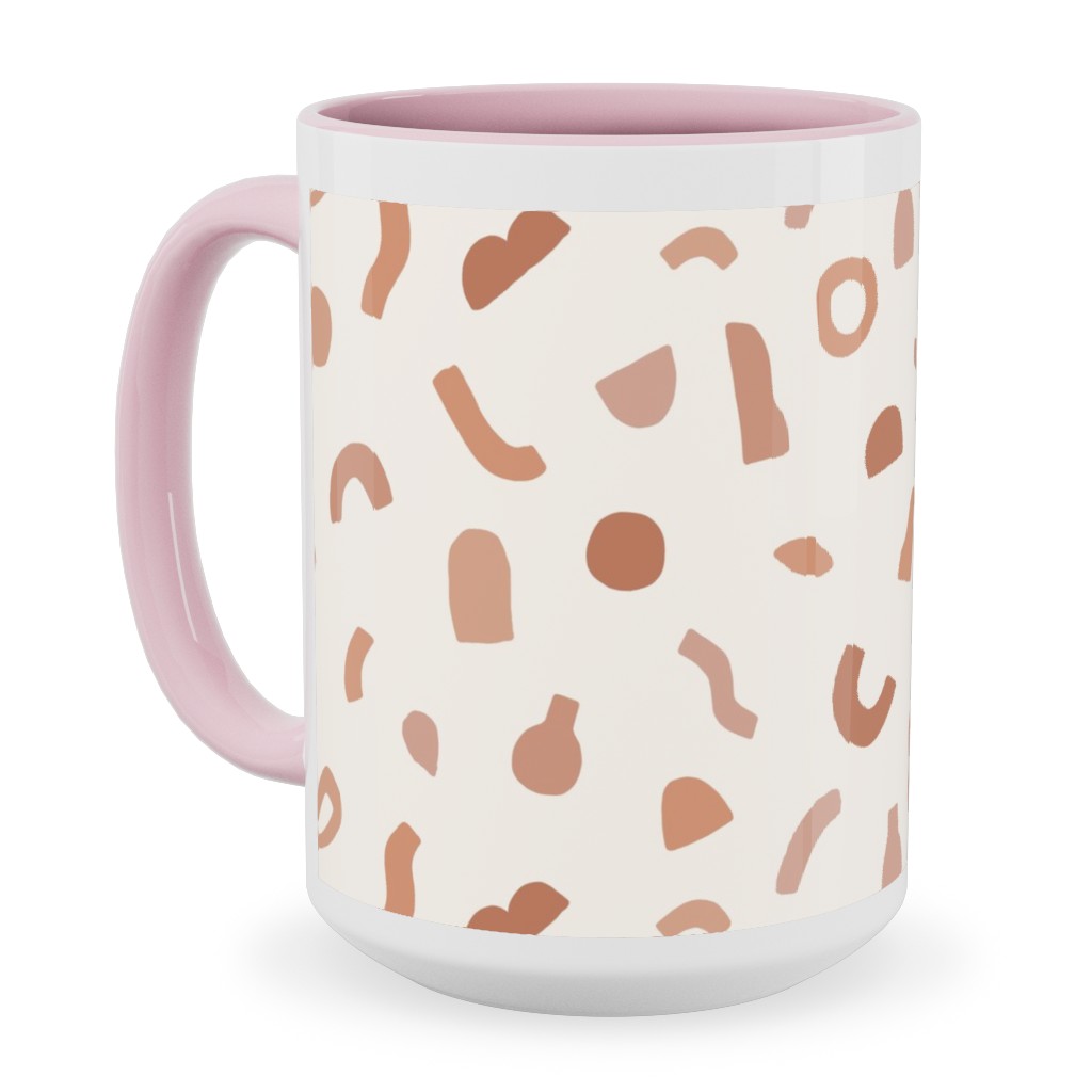 Organic Cut Shapes - Kaolin Clay Ceramic Mug, Pink, , 15oz, Beige, Pearl