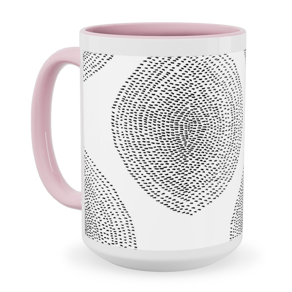 Boho Stripy Drops Ceramic Mug, Pink,  , 15oz, Black