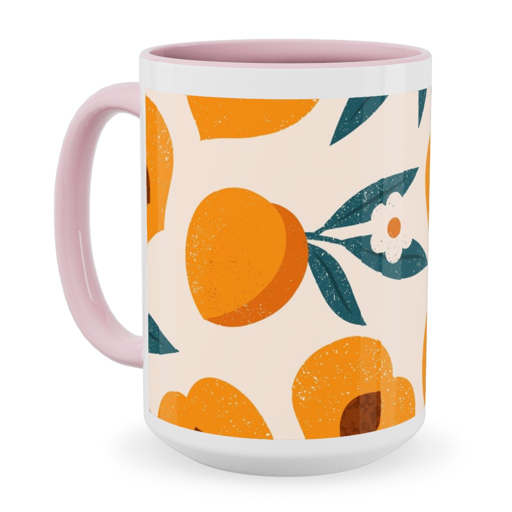 Summer Peches - Orange Ceramic Mug, Pink, , 15oz, Orange, Orange