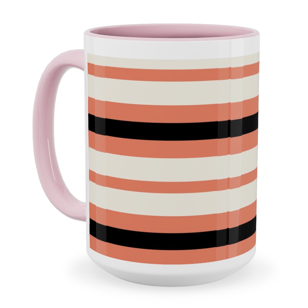 Spooky Halloween Stripe Ceramic Mug, Pink, , 15oz, Multicolor