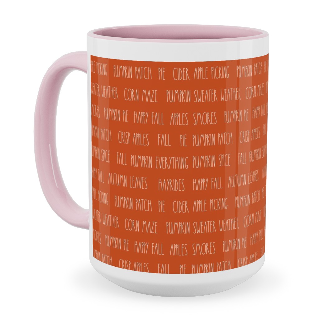 Fall Fun Typography - Orange Ceramic Mug, Pink,  , 15oz, Orange