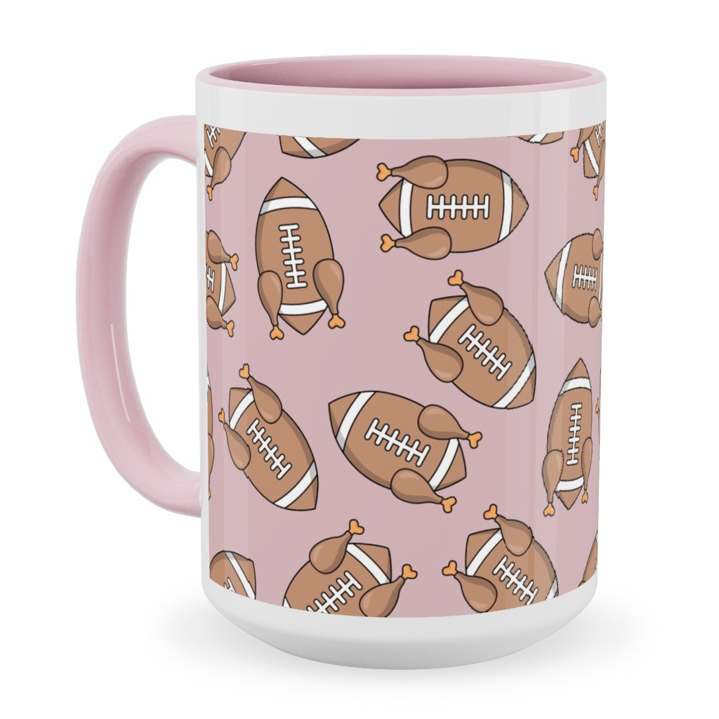 Turkey Football Ceramic Mug, Pink,  , 15oz, Orange