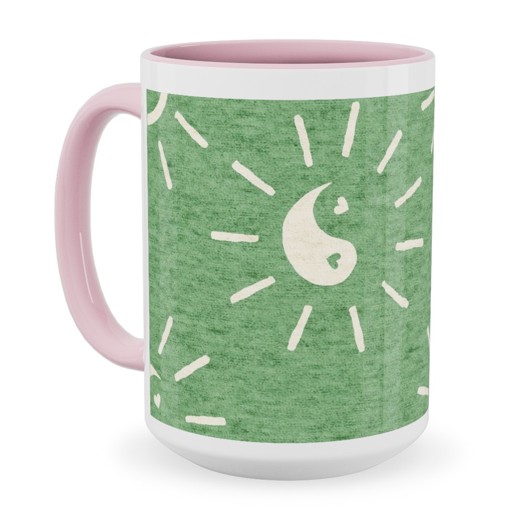 Cool Vibes Ceramic Mug, Pink, , 15oz, Green, Honeydew