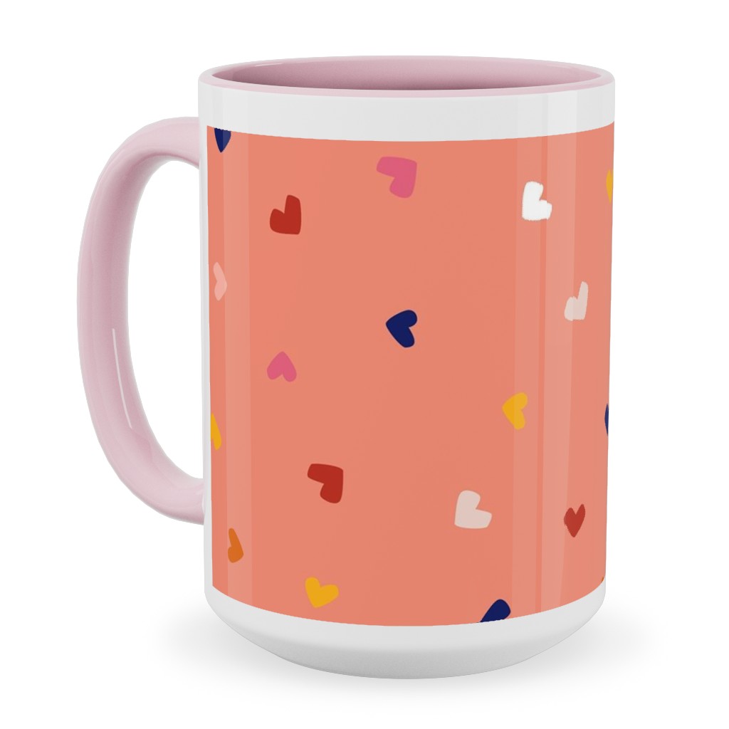Heart Sprinkles - Pink Ceramic Mug, Pink, , 15oz, Pink, Bright Pink