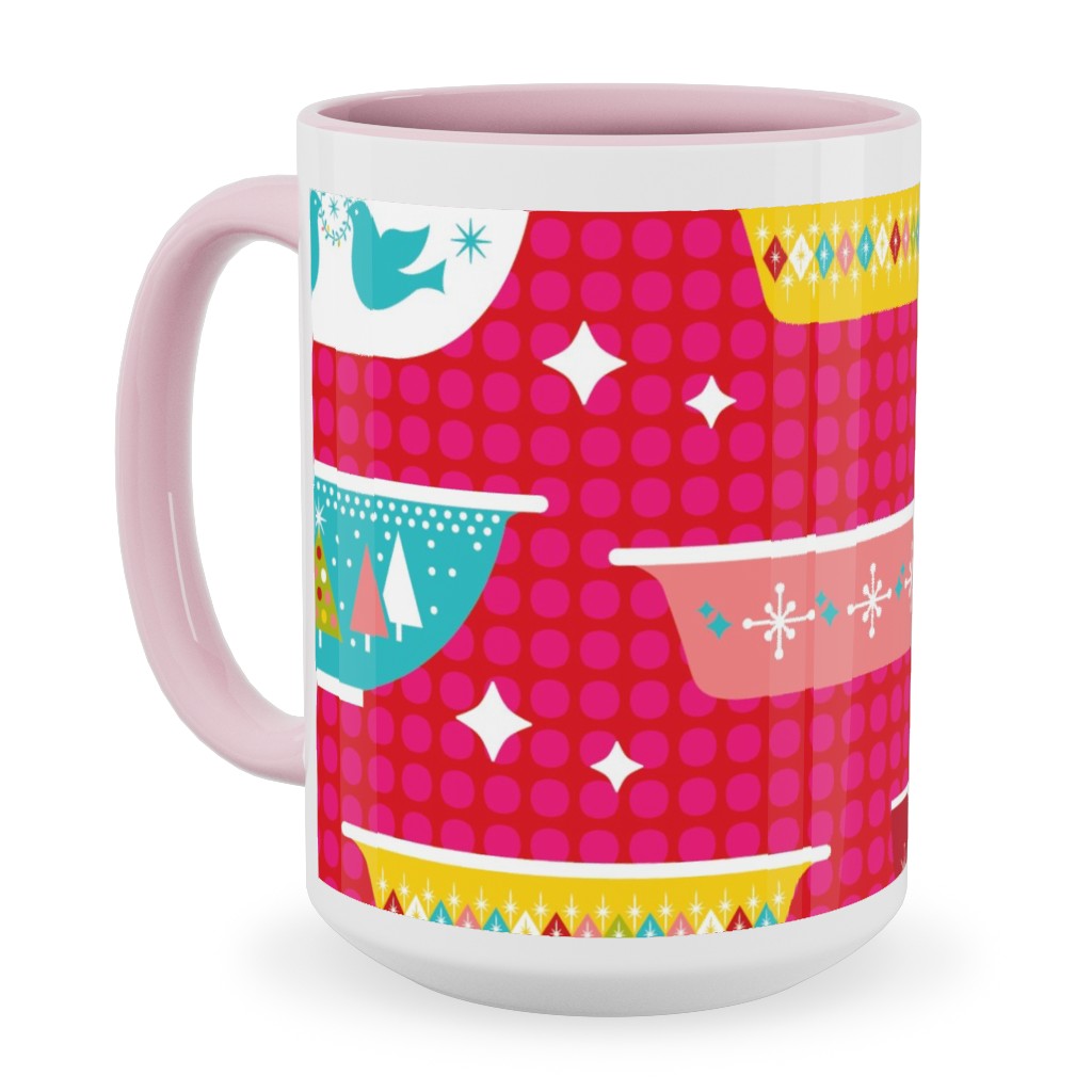 Christmas Dishes Ceramic Mug, Pink, , 15oz, Multicolor