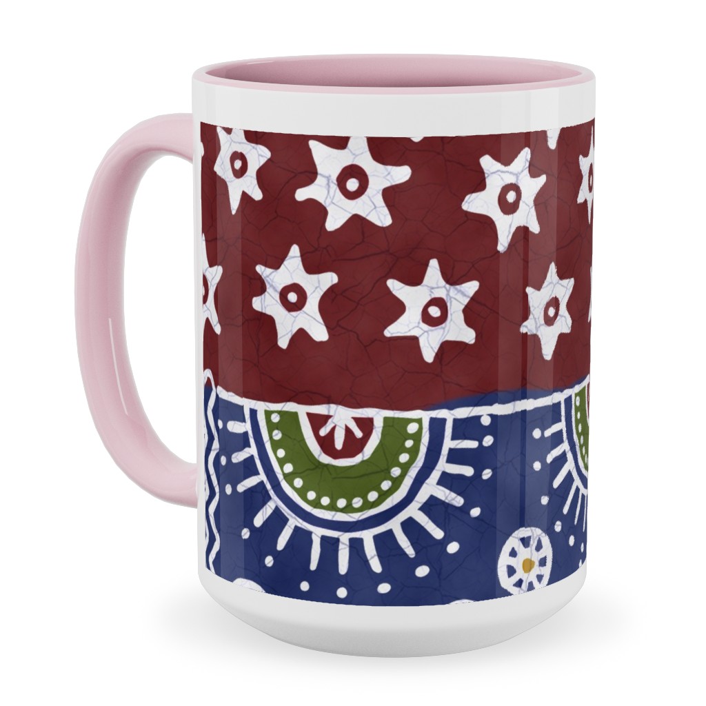 Batik Complete - Warm Ceramic Mug, Pink,  , 15oz, Multicolor