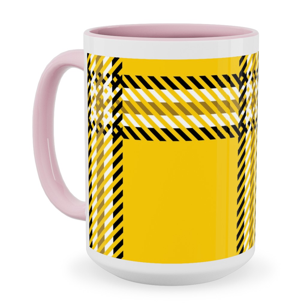 Cher's Plaid Ceramic Mug, Pink, , 15oz, Yellow, Classic Yellow
