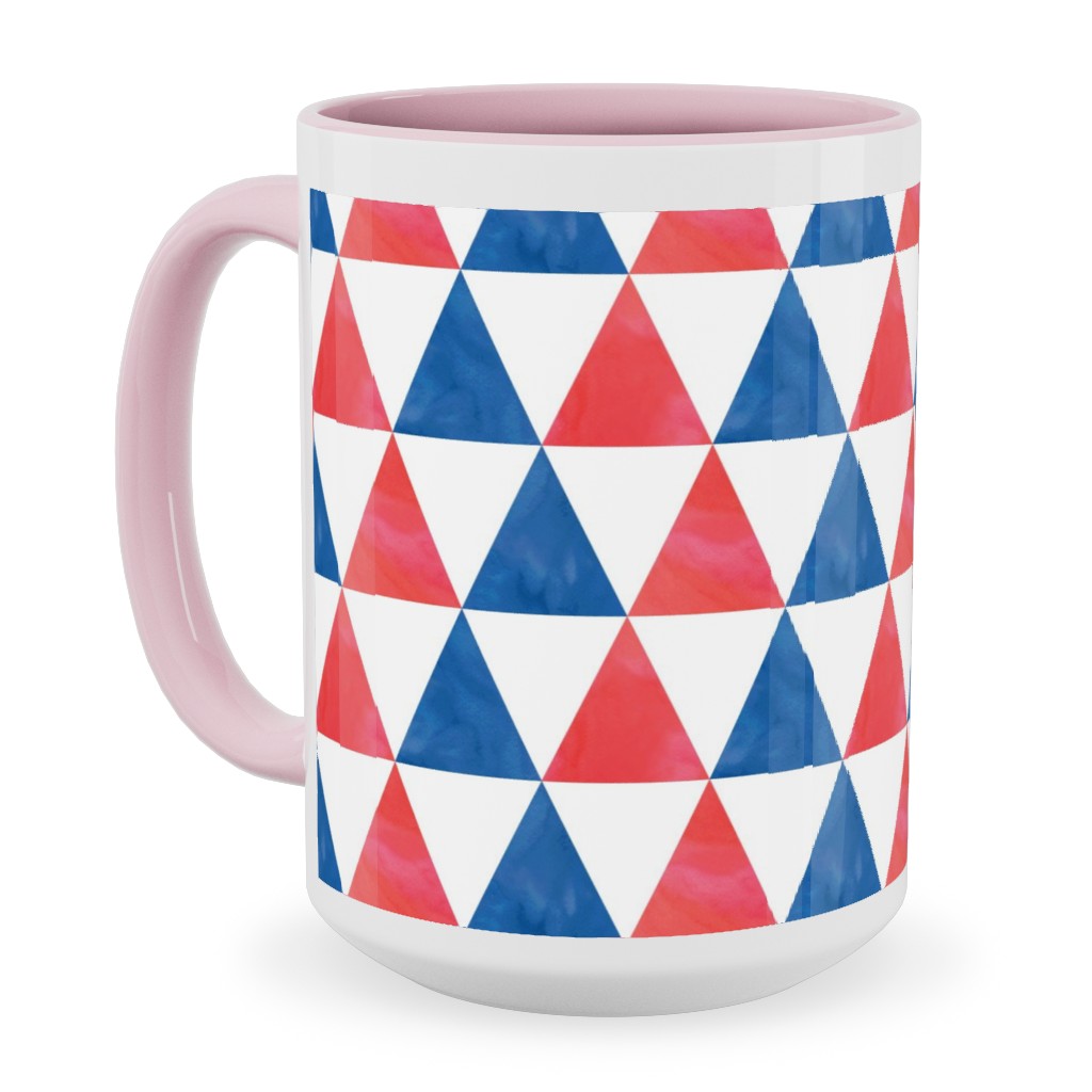 Faded Triangles - Multi Ceramic Mug, Pink, , 15oz, Multicolor