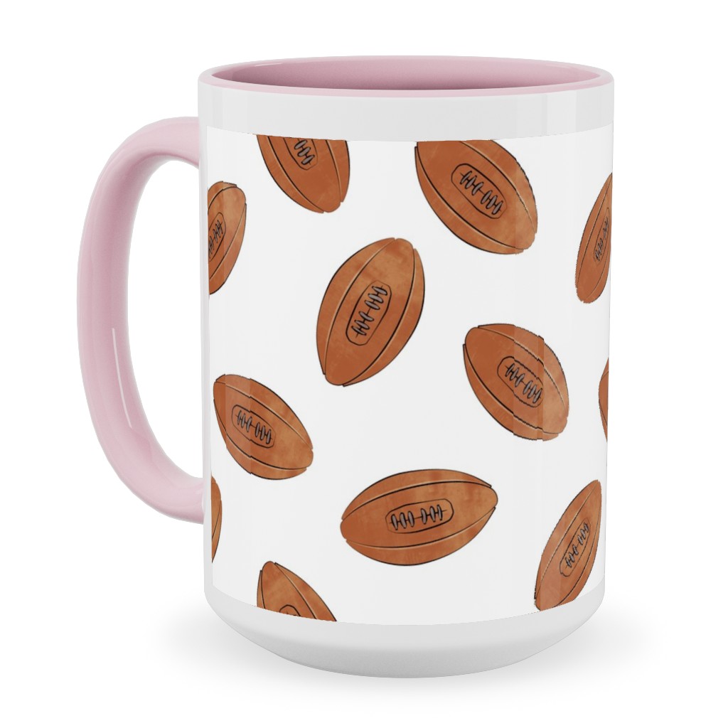 Vintage Football Ceramic Mug, Pink,  , 15oz, Brown